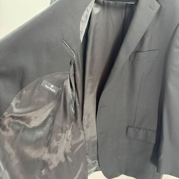 Paul Betenly Mens Black Two Button Wool Suit Jacket Blazer 100% Wool Size 46L - Picture 4 of 16